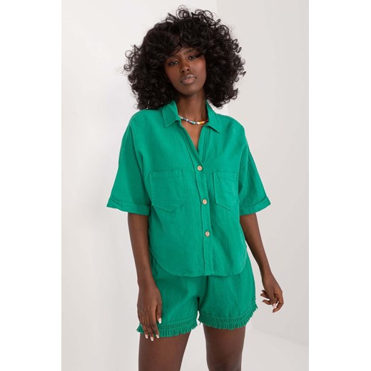 Rozpinana koszula damska oversize zielona ze sklepu 5.10.15 w kategorii Koszule damskie - zdjęcie 173308013
