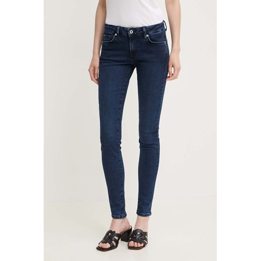 Pepe Jeans jeansy SKINNY JEANS LW damskie kolor granatowy PL204583CU2 ze sklepu ANSWEAR.com w kategorii Jeansy damskie - zdjęcie 173310092