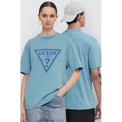 Guess Originals t-shirt bawełniany kolor niebieski z nadrukiem S ANSWEAR.com