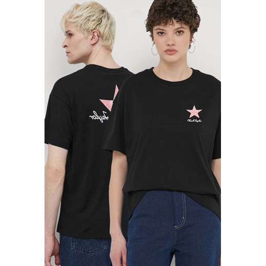 Converse t-shirt bawełniany kolor czarny z nadrukiem ze sklepu ANSWEAR.com w kategorii T-shirty męskie - zdjęcie 173310551