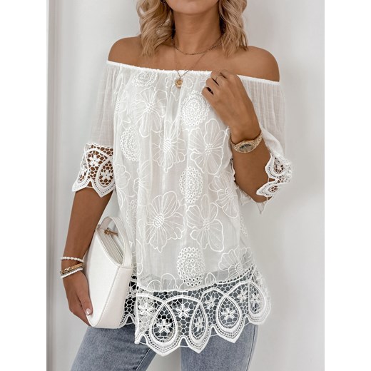 bluzka jolanta biała uni ze sklepu UBRA w kategorii Bluzki damskie - zdjęcie 173310691