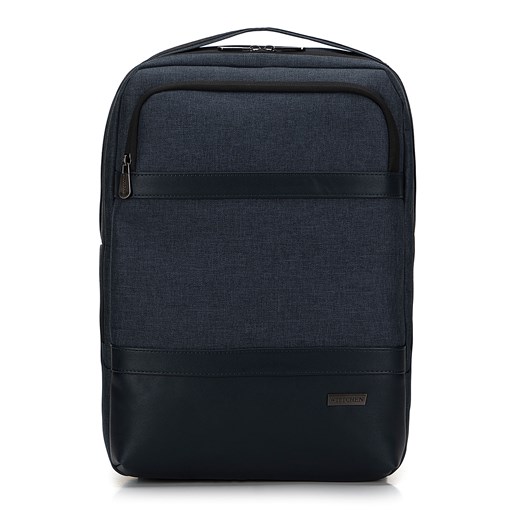 Męski plecak na laptopa 15,6 z szerokim uchwytem ciemnoniebieski ze sklepu WITTCHEN w kategorii Plecaki - zdjęcie 173310840