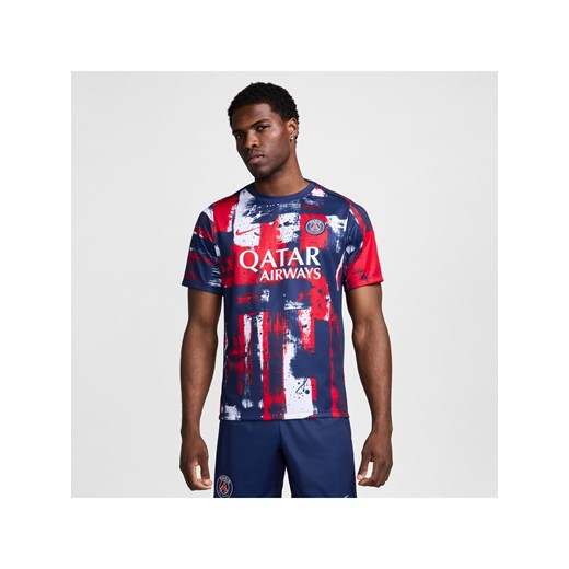 Męska przedmeczowa koszulka piłkarska z krótkim rękawem Nike Dri-FIT Paris Saint-Germain Academy Pro (wersja domowa) - Niebieski ze sklepu Nike poland w kategorii T-shirty męskie - zdjęcie 173311222