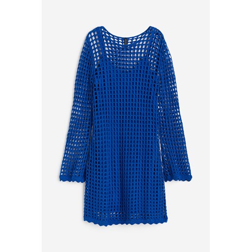 H & M - Sukienka z ażurowej dzianiny - Niebieski H & M XS H&M