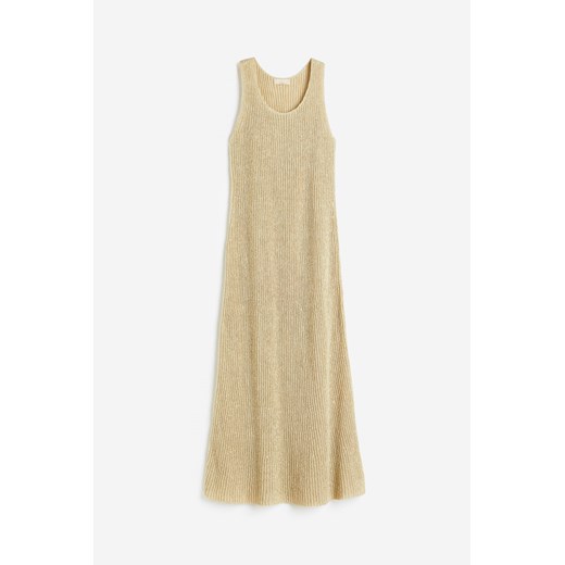 H & M - Sukienka z dzianiny w prążki z domieszką jedwabiu - Żółty ze sklepu H&M w kategorii Sukienki - zdjęcie 173311744
