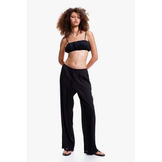 H & M - Krepowane spodnie bez zapięcia - Czarny ze sklepu H&M w kategorii Spodnie damskie - zdjęcie 173311781