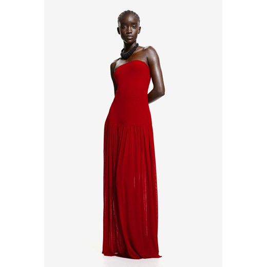 H & M - Długa sukienka bandeau - Czerwony H & M L H&M