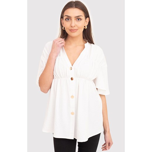 Biała bluzka z dekoltem w serek TA591, Kolor biały, Rozmiar L, AX Paris ze sklepu Primodo w kategorii Bluzki damskie - zdjęcie 173314164