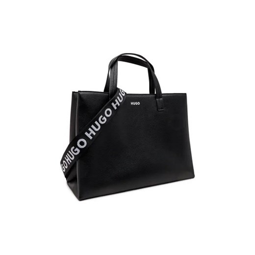 Shopper bag czarna Hugo Boss ze skóry ekologicznej matowa