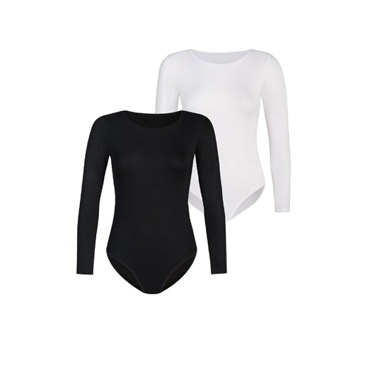 2-Pack klasyczne body damskie czarno-białe Longy, Kolor czarno-biały, Rozmiar 3XL, Teyli ze sklepu Intymna w kategorii Body damskie - zdjęcie 173315803