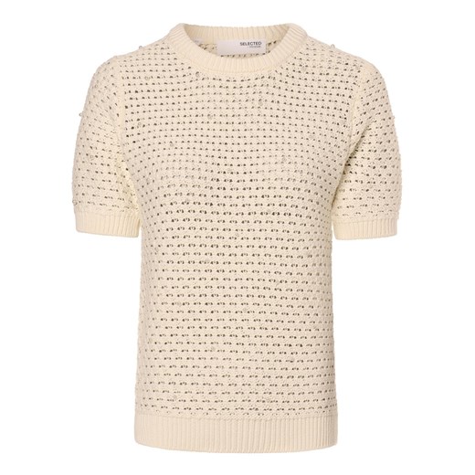 Selected Femme Sweter damski - SLFPenny Kobiety Bawełna écru jednolity ze sklepu vangraaf w kategorii Swetry damskie - zdjęcie 173316941