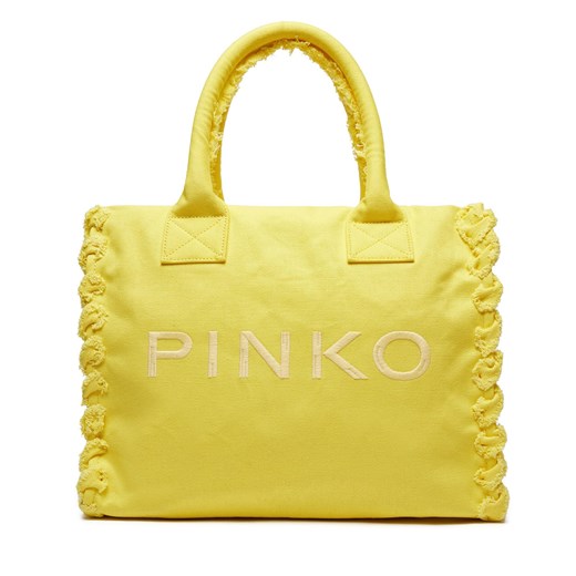 Torebka Pinko Beach Shopping PE 24 PLTT 100782 A1WQ Żółty ze sklepu eobuwie.pl w kategorii Torby Shopper bag - zdjęcie 173317052