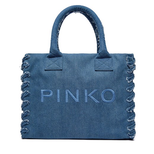 Torebka Pinko Beach Shopping PE 24 PLTT 100782 A1WT Granatowy ze sklepu eobuwie.pl w kategorii Torby Shopper bag - zdjęcie 173317253