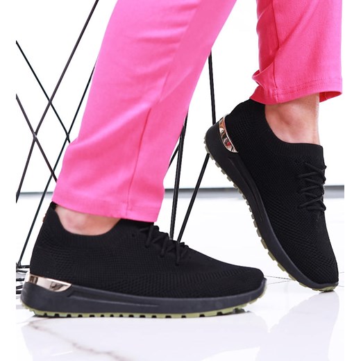 Czarne wsuwane damskie buty sportowe /C1-3 16051 T280/ ze sklepu Pantofelek24.pl w kategorii Buty sportowe damskie - zdjęcie 173318513