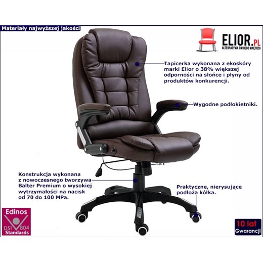 Brązowy rozkładany fotel biurowy - Roniv Elior One Size Edinos.pl