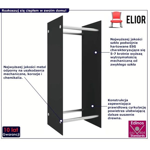 Szklany stojak na drewno kominkowe - Firel 3X 40x35x60 Elior One Size Edinos.pl