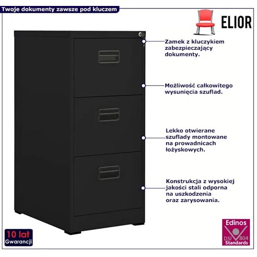 Czarny wysoki kontenerek na klucz - Miron 4X Elior One Size Edinos.pl