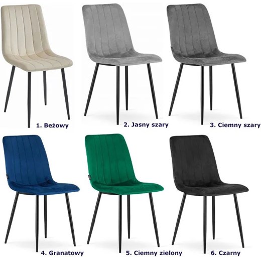 Granatowe krzesło welurowe do kuchni Fernando 4X Elior One Size Edinos.pl