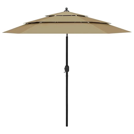 Okrągły trzypoziomowy parasol ogrodowy taupe - Asar ze sklepu Edinos.pl w kategorii Parasole ogrodowe - zdjęcie 173319302