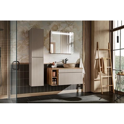 Szafka umywalkowa beżowa z lamelami 80 cm - Dione 5X Elior One Size Edinos.pl
