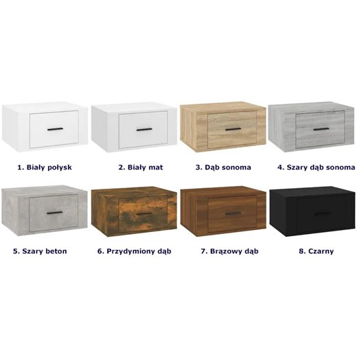 Komplet wiszących szafek nocnych w kolorze betonu - Efos Elior One Size Edinos.pl