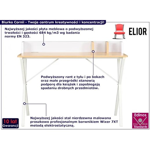 Skandynawskie biurko z metalowym stelażem biały + brązowy - Cornii Elior One Size okazja Edinos.pl
