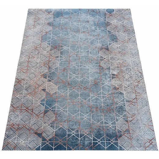 Nowoczesny brązowy dywan w geometryczny wzór - Sellu 3X Profeos One Size Edinos.pl