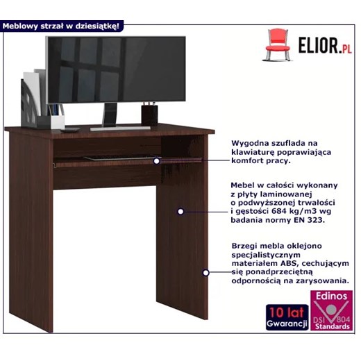 Wąskie małe biurko komputerowe wenge - Goplen Elior One Size Edinos.pl