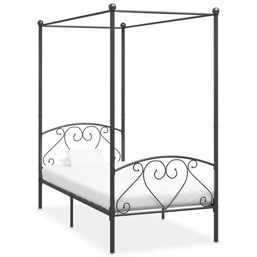 Szare metalowe łóżko z baldachimem 90x200 cm - Elox Elior One Size Edinos.pl
