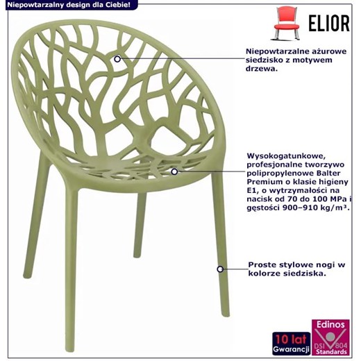 Ażurowe krzesło nowoczesne szałwiowy - Moso Elior One Size Edinos.pl