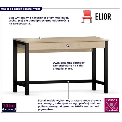 Minimalistyczne biurko z drewna sosnowego Inelo X5 Elior One Size Edinos.pl
