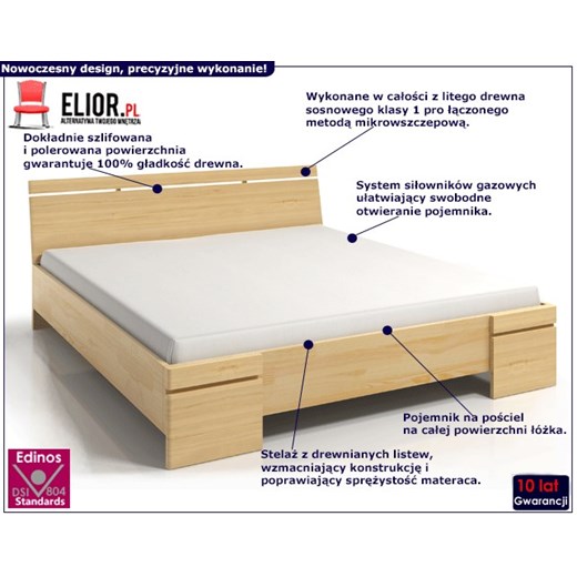 Drewniane łóżko z pojemnikiem Ventos 4X - 5 ROZMIARÓW Elior One Size Edinos.pl