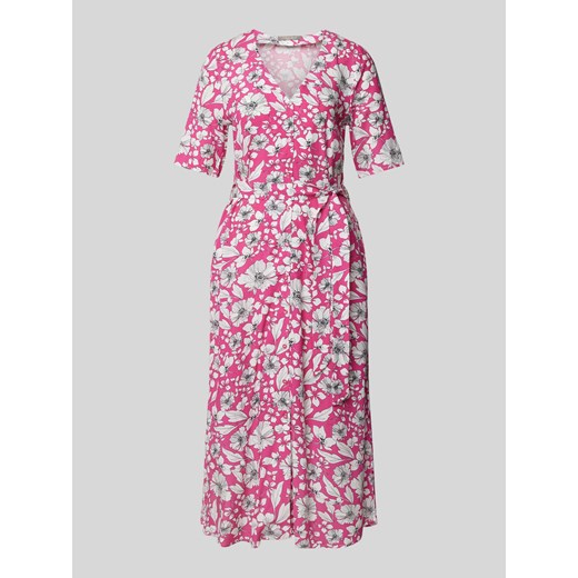 Sukienka midi z kwiatowym wzorem i wiązanym paskiem ze sklepu Peek&Cloppenburg  w kategorii Sukienki - zdjęcie 173319961