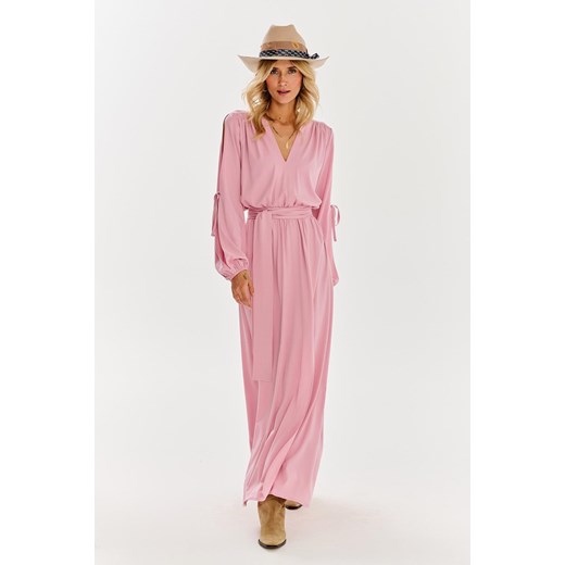 Sukienka maxi z pękniętym rękawem Pink Lotus XS ze sklepu NAOKO w kategorii Sukienki - zdjęcie 173322350