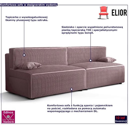 Wrzosowa rozkładana sofa - Manila 3X Elior One Size promocja Edinos.pl