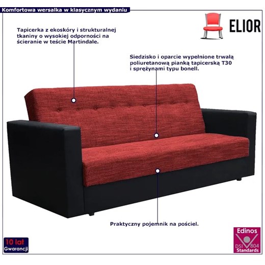 Wersalka rozkładana czarny + czerwony - Feris Elior One Size wyprzedaż Edinos.pl