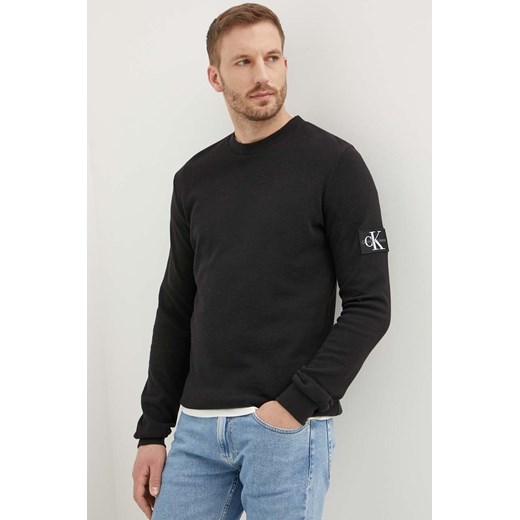 Calvin Klein Jeans bluza bawełniana kolor czarny z aplikacją ze sklepu ANSWEAR.com w kategorii Bluzy męskie - zdjęcie 173324431