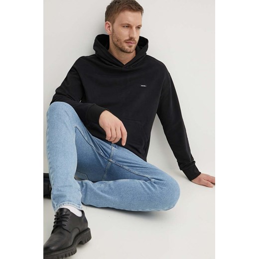 Calvin Klein bluza bawełniana męska kolor czarny z kapturem ze sklepu ANSWEAR.com w kategorii Bluzy męskie - zdjęcie 173324481
