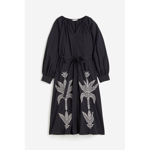 H & M - Haftowana sukienka - Czarny H & M M H&M