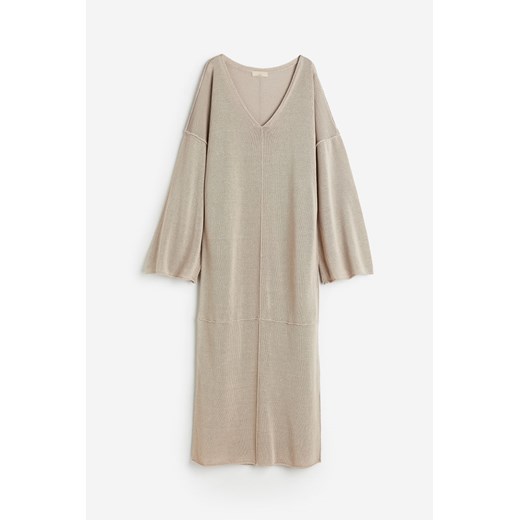 H & M - Dzianinowa sukienka oversize z domieszką jedwabiu - Beżowy ze sklepu H&M w kategorii Sukienki - zdjęcie 173324700