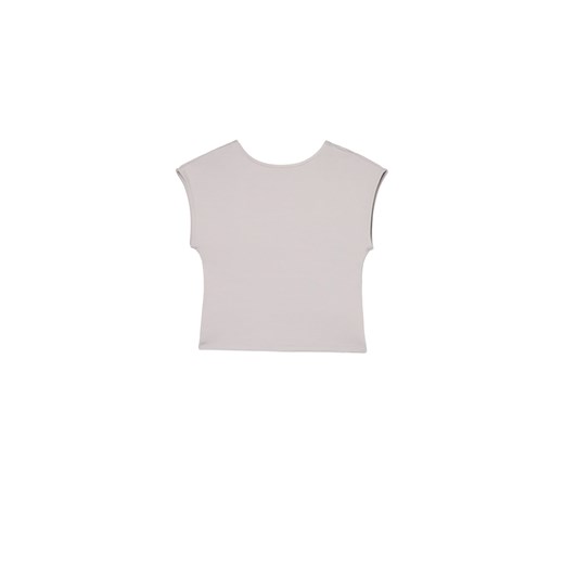 Cropp - Jasnoszara koszulka z dekoltem na plecach - jasny szary ze sklepu Cropp w kategorii Bluzki damskie - zdjęcie 173328944