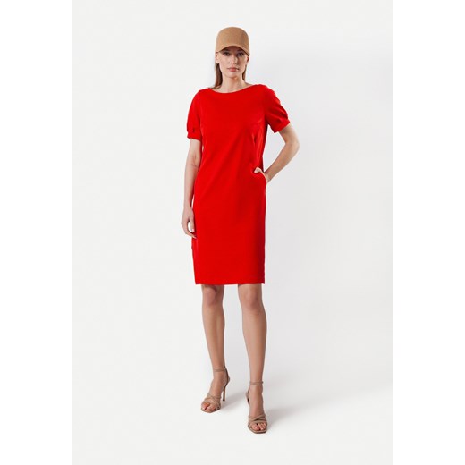Czerwona bawełniana sukienka z kieszeniami ze sklepu Molton w kategorii Sukienki - zdjęcie 173331971