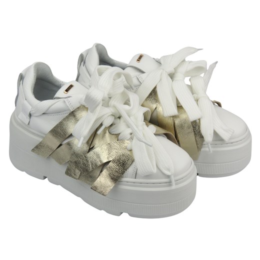 Sportowe buty damskie na platformie - Eksbut 2F-7040-L91/G45, białe Eksbut 40 wyprzedaż ulubioneobuwie