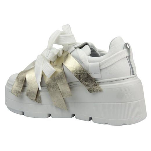 Sportowe buty damskie na platformie - Eksbut 2F-7040-L91/G45, białe Eksbut 39 promocyjna cena ulubioneobuwie