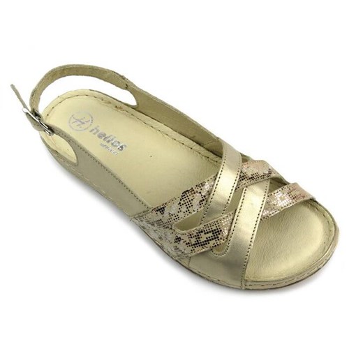 Skórzane sandały damskie - HELIOS Komfort 134, złote Helios Komfort 36 ulubioneobuwie