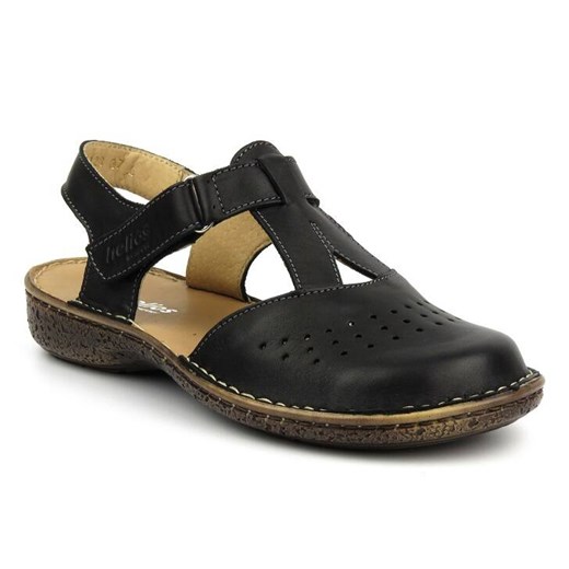 Skórzane sandały damskie z zakrytymi palcami - HELIOS Komfort 128, czarne Helios Komfort 38 ulubioneobuwie