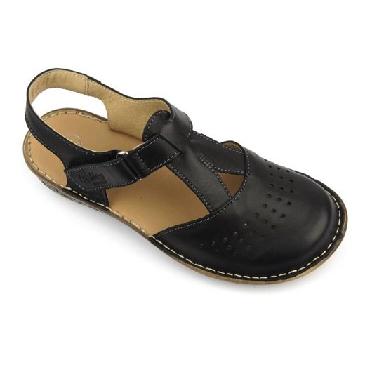 Skórzane sandały damskie z zakrytymi palcami - HELIOS Komfort 128, czarne Helios Komfort 37 ulubioneobuwie