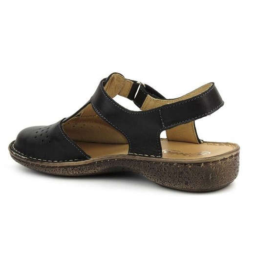 Skórzane sandały damskie z zakrytymi palcami - HELIOS Komfort 128, czarne Helios Komfort 37 ulubioneobuwie