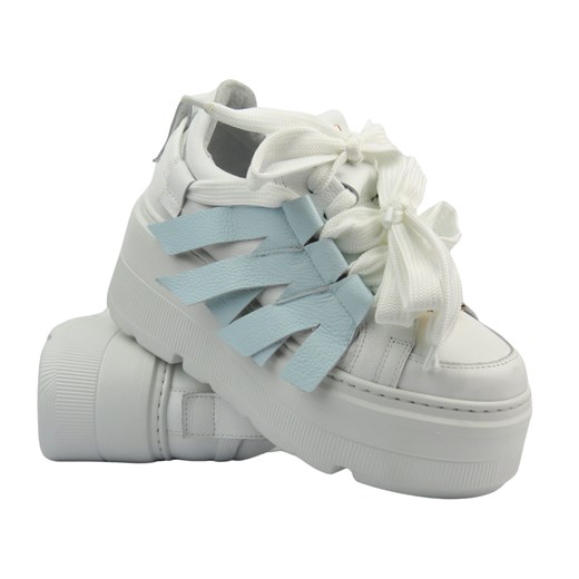 Sportowe buty damskie na platformie - Eksbut 2F-7033-L91/S83, białe Eksbut 36 promocja ulubioneobuwie