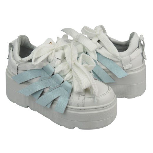 Sportowe buty damskie na platformie - Eksbut 2F-7033-L91/S83, białe Eksbut 39 okazja ulubioneobuwie